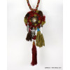 sautoir tête taureau pompon 0116611 rouge bordeaux