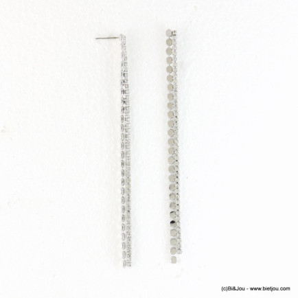 boucles d'oreilles XXL oversize cotte de maille rhinestone 0317908 argenté