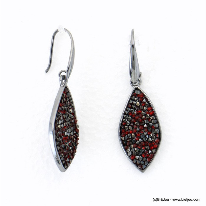 boucles d'oreilles pendantes feuille en strass 0317915 rouge bordeaux boucles d'oreilles pendantes feuille en strass 0317915 rouge bordeaux