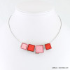 collier pendentif carrés résine colorée cable 0118049