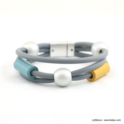 bracelet aimanté multi-brins silicone gomme caoutchouc 0218013 bleu