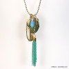 sautoir femme pompon tassel feuille plume trèfle chaîne à billes 0118211 bleu turquoise sautoir femme pompon tassel feuille plume trèfle chaîne à billes 0118211 bleu turquoise