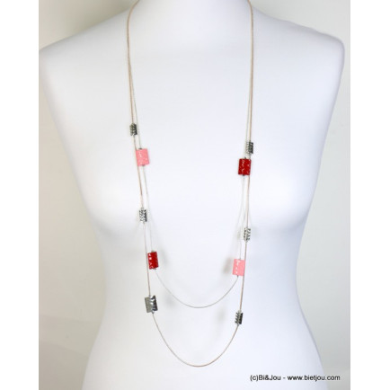 sautoir femme double-rangs pièces métalliques colorées 0118164