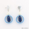 boucles d'oreilles géométrique résine colorée imitation perle 0318115 bleu