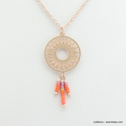 collier femme minimaliste rosace filigrane 0118106 orange
