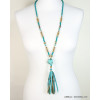 sautoir billes en bois pendentif pompon tassel façon daim 0118147 sautoir billes en bois pendentif pompon tassel façon daim 0118147