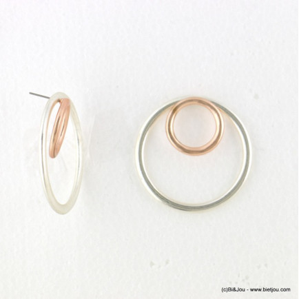 boucles d'oreilles femme "2 en 1" anneaux métal 0318117