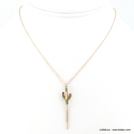 collier cactus femme acier inoxydable perles rocaille 0118250