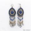 boucles d'oreilles ethnique oversize XXL forme goutte métal cristal 0318580 bleu foncé