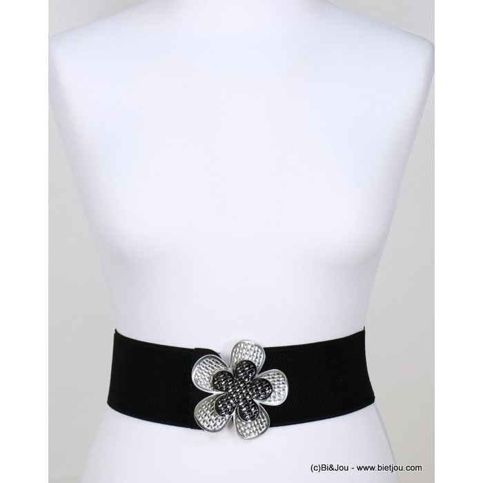 ceinture large élastique femme boucle fleur métal bicolore 0618520