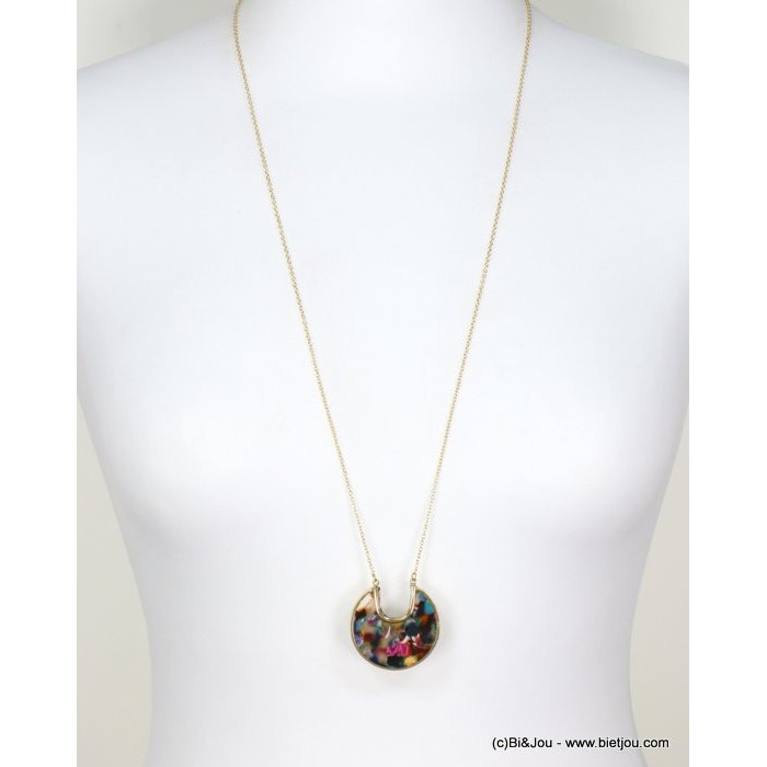 sautoir pendentif écaille de tortue résine vintage femme 0118664