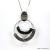 sautoir double anneaux métal martelé strass 0118600 anthracite sautoir double anneaux métal martelé strass 0118600 anthracite