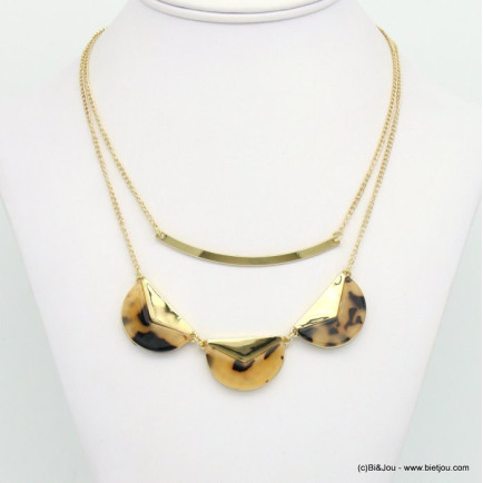 collier écaille de tortue resine vintage double rang femme 0119023