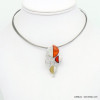 collier pendentif résine coloré strass arbre de vie métal câbles multi-brins femme 0119038