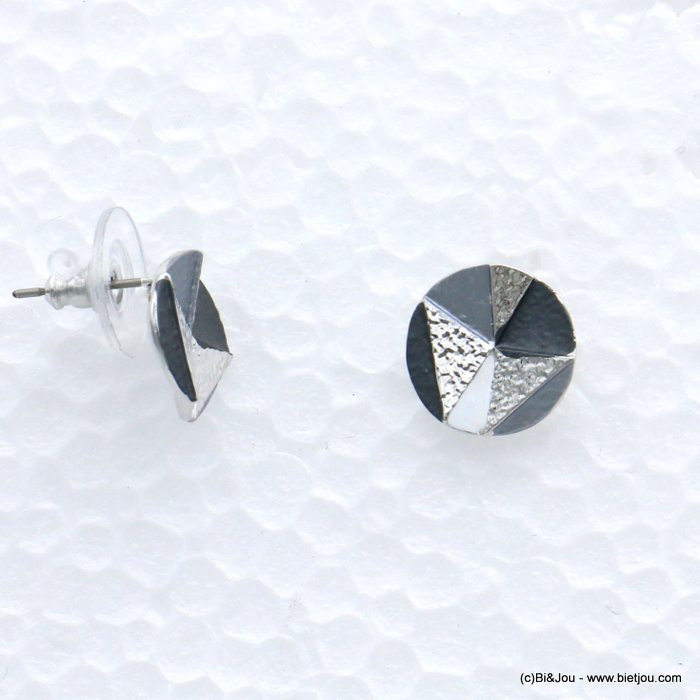 puces d'oreilles géométrique ronde métal coloré femme 0319015