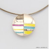 collier pendentif géométrique rond métal coloré câble multi-brins femme 0119045 multi