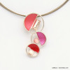 collier pendentif géométrique abstrait métal coloré verre câble multi-brins femme 0119048 rouge corail