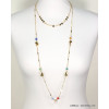 sautoir layering double-niveaux sequin chaînes fines métal cristal 0118628