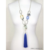 sautoir anneaux métal nacre bois pendentif pompon fil femme 0119012