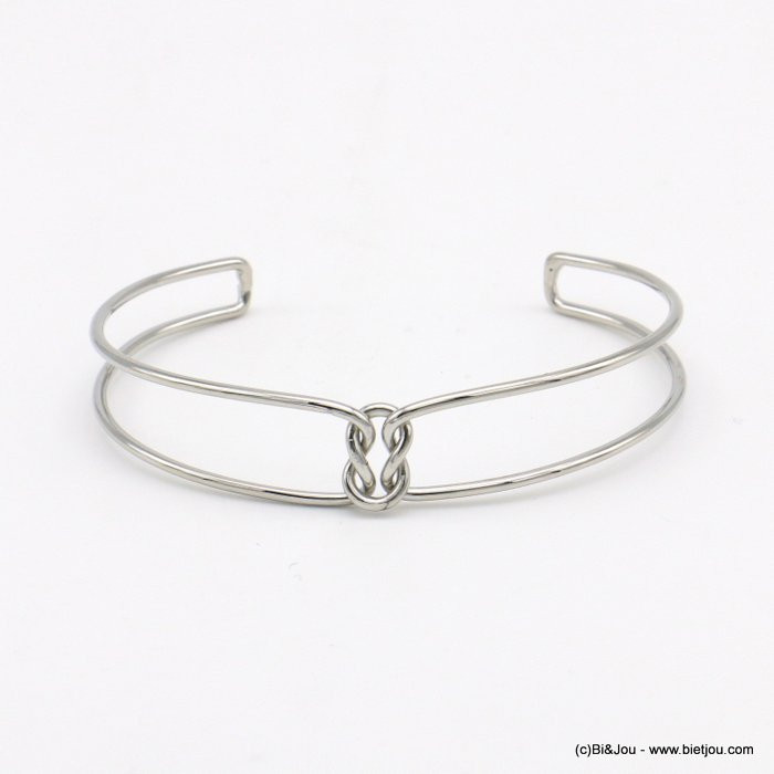 bracelet jonc ouvert double noeud métal femme 0219038