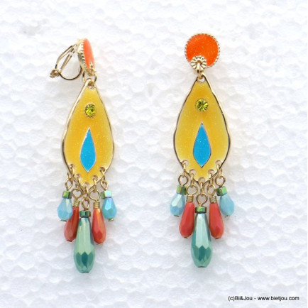 boucles d'oreilles émail coloré cristal strass métal 0319042