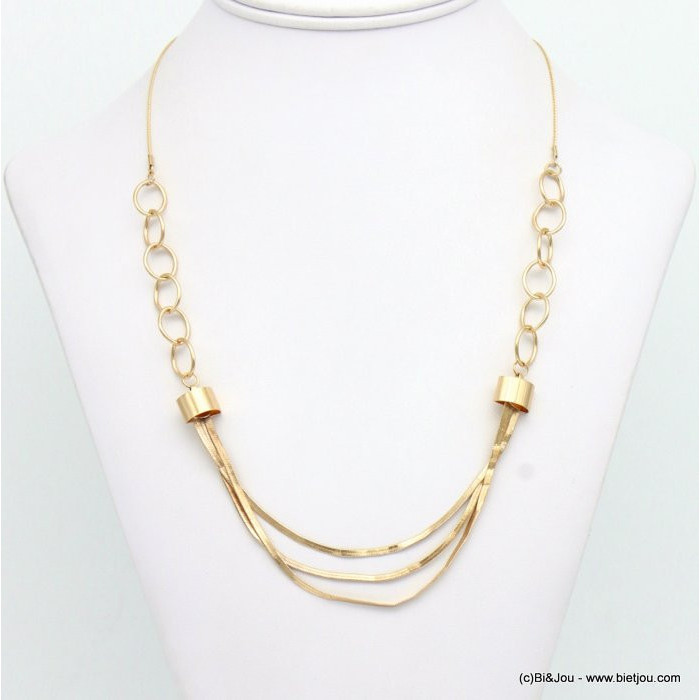 collier court maille miroir plate anneaux métal 0118625 collier court maille miroir plate anneaux métal 0118625