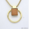 collier court géométrique anneau métal carré bois femme 0119078 marron