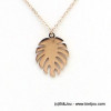 collier feuille Monstera acier inoxydable 0119160 doré rose collier feuille Monstera acier inoxydable 0119160 doré rose