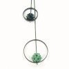 collier forme Y pendentif anneaux métal boules cristal 0119514 vert