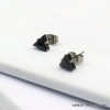 12 paires de puce d'oreilles triangle zirconium noir & transparent acier inoxydable 6mm 0319536 noir/blanc