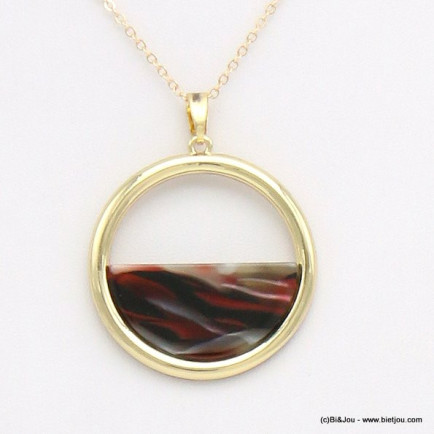 collier pendentif demi-lune écaille de tortue résine 0119624 rouge bordeaux collier pendentif demi-lune écaille de tortue résine 0119624 rouge bordeaux