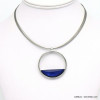 collier pendentif rond résine coloré métal 0120031