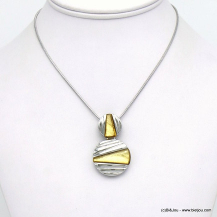 collier pendentif géométrique résine coloré métal 0120040