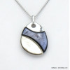 collier pendentif galet résine coloré métal 0120033 gris foncé