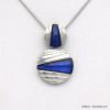 collier pendentif géométrique résine coloré métal 0120040 bleu foncé