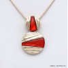 collier pendentif géométrique résine coloré métal 0120040 rouge corail