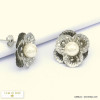 boucles d'oreilles fleur métal bille imitation perle 0320164