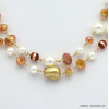 collier double-rangs imitation perle billes verre nuggets ccb cristal femme 0119666 bronze
