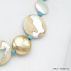 collier vintage disques métal résine métalisée décor bois billes pierre femme 0120080 bleu turquoise collier vintage disques métal résine métalisée décor bois billes pierre femme 0120080 bleu turquoise