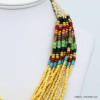 collier plage multi-brins perles rocaille multicolore coton tressé femme 0120023 jaune