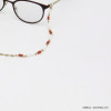 chaîne lunettes tube verre cristal intercalaires pentagone métal femme 0620048 rouge corail