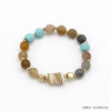 bracelet plage élastique pierre naturelle nacre métal femme 0220090