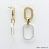boucles d'oreilles XXL double anneaux ovales doré argenté métal femme 0320056