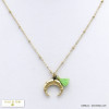 collier acier inoxydable croissant de lune pompon tassel fils femme 0120148 vert