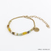 bracelet plage billes pierre cristal coloré perle eau douce pampille métal femme 0220133