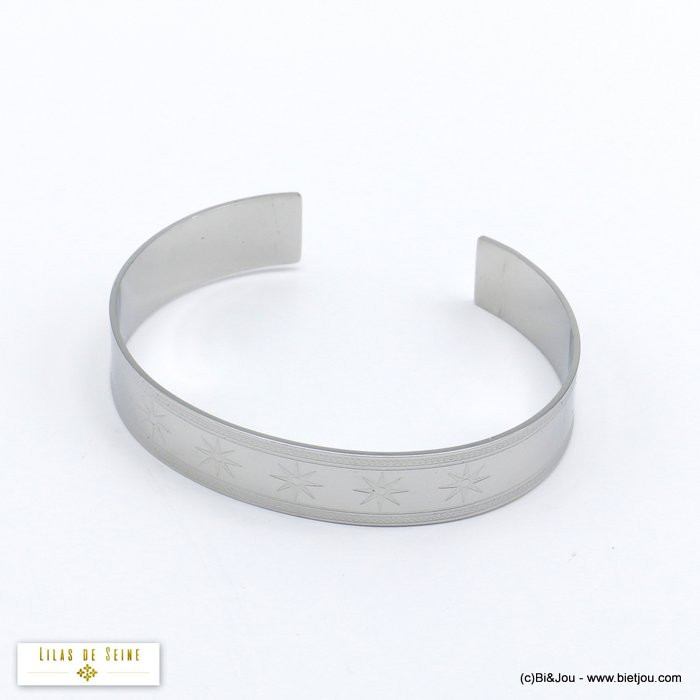 bracelet jonc ouvert minimaliste étoile du nord acier inoxydable femme 0220504 bracelet jonc ouvert minimaliste étoile du nord acier inoxydable femme 0220504