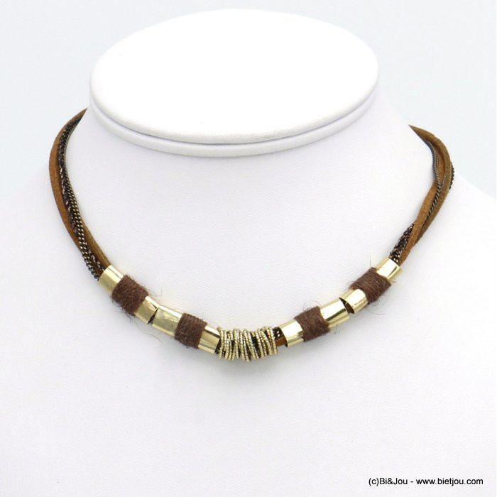collier multibrin casual métal suédine polyester femme 0120538
