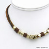 collier multibrin casual métal suédine polyester femme 0120538 marron collier multibrin casual métal suédine polyester femme 0120538 marron