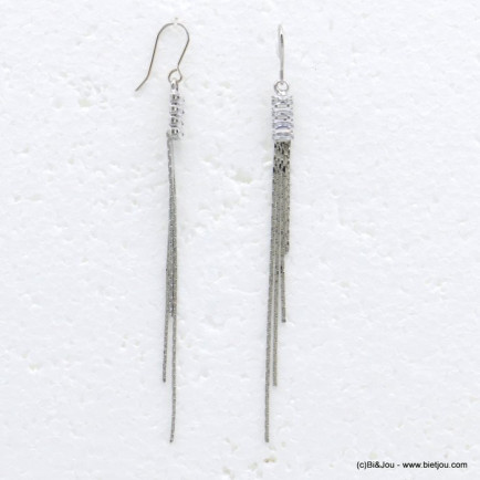 boucles d'oreilles chic shiny chaîne maille plate métal strass femme 0319718