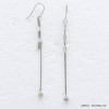 boucles d'oreilles chic shiny minimaliste chaîne maille plate métal strass superposés femme 0319719